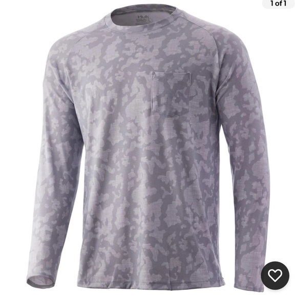 Huk Waypoint Running Lakes Long Sleeve Shirt Camo 50 UPF Men’s Sz S NWT - Picture 1 of 6